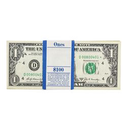 Lot of (100) 1969B $1 Federal Reserve Star Notes