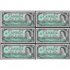 Image 1 : Lot of (6) 1967 $1 Bank of Canada Note Uncirculated