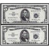 Image 1 : Lot of (2) Consecutive 1953 $5 Silver Certificate Notes Choice Uncirculated