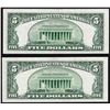 Image 2 : Lot of (2) Consecutive 1953 $5 Silver Certificate Notes Choice Uncirculated