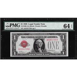 1928 $1 Legal Tender Red Seal Note PMG Choice Uncirculated 64EPQ