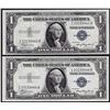 Image 1 : Lot of (2) 1935A $1 Silver Certificate Notes Uncirculated
