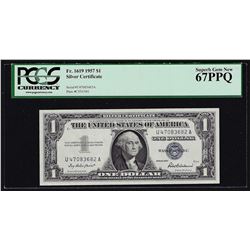 1957 $1 Silver Certificate Note Fr. 1619 PCGS Superb Gem New 67PPQ