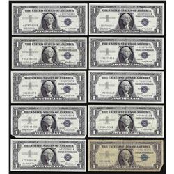 Lot of (10) 1957 $1 Silver Certificate STAR Notes