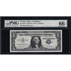 1957 $1 Silver Certificate Note Fr. 1619 PMG Gem Uncirculated 66EPQ