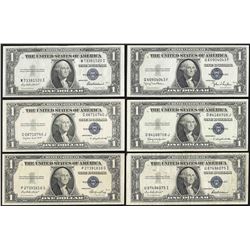 Lot of (6) 1935 $1 Silver Certificate Notes