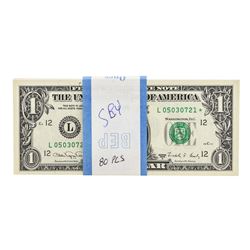 Lot of (80) Consecutive 1988A $1 Federal Reserve Star Notes Choice Uncirculated