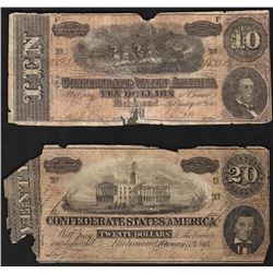 Lot of (2) Confederate States of America Notes