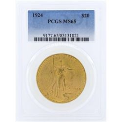 1924 $20 St. Gaudens Double Eagle Gold Coin PCGS MS65