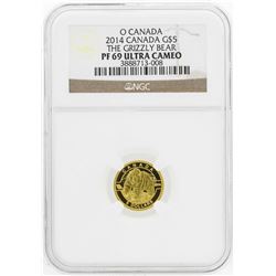 2014 Canada $5 The Grizzly Bear Gold Proof Coin NGC PF69 Ultra Cameo