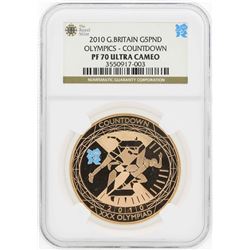 2010 Great Britain 5 Pound Olympics Countdown Gold Proof Coin NGC PF70 Ultra Cam