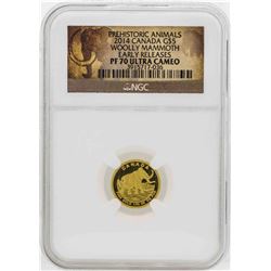 2014 Canada $5 Woolly Mammoth Gold Coin Early Releases NGC PF70 Ultra Cameo