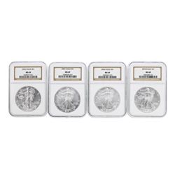 Set of 2002-2005 $1 American Silver Eagle Coins NGC MS69