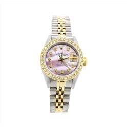 Ladies Two Tone Rolex Datejust Watch with Diamond Dial & Bezel