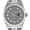 Image 1 : Mens Rolex 36mm Stainless Steel Dark Rhodium Diamond Datejust Wristwatch