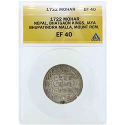 1722 Nepal Bhatgaon Kings Mohar Coin ANACS EF40