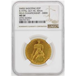 1979a Swiss Shooting Fest Field Championship 30mm Medal NGC MS68