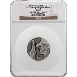 Large Swiss Shooting Fest Valais 50mm Medal NGC MS64