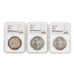 1885-1887 $1 Morgan Silver Dollar Coins NGC MS63