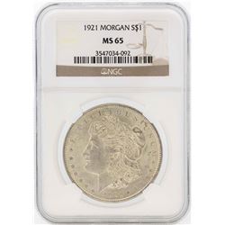 1921 $1 Morgan Silver Dollar Coin NGC MS65