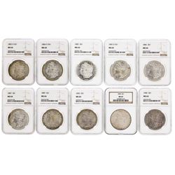 Lot of (10) Assorted $1 Morgan Silver Dollar Coins NGC MS64