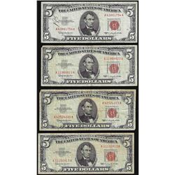 Lot of (4) 1963 $5 Legal Tender Notes