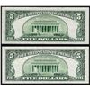 Image 2 : Lot of (2) 1950 $5 Federal Reserve Notes Choice Uncirculated