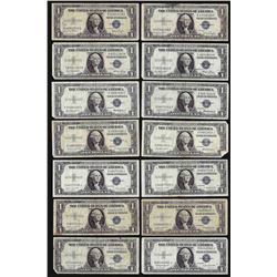 Lot of (14) 1935 $1 Silver Certificate Notes