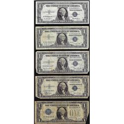 Lot of (5) Silver Certificate Notes