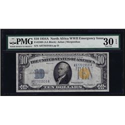 1934A $10 North Africa Silver Certificate WWII Emergency Note PMG Very Fine 30EP
