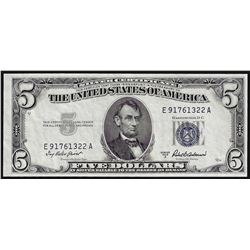 1953A $5 Silver Certificate Note Choice Uncirculated