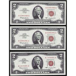 Lot of (3) 1963 $2 Legal Tender Notes