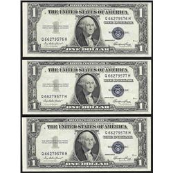 Lot of (3) 1935E Consecutive $1 Silver Certificate Notes Uncirculated