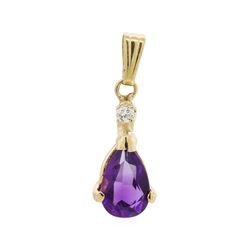 14KT Yellow Gold 0.75ct Amethyst and Diamond Pendant