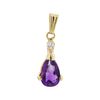 Image 1 : 14KT Yellow Gold 0.75ct Amethyst and Diamond Pendant