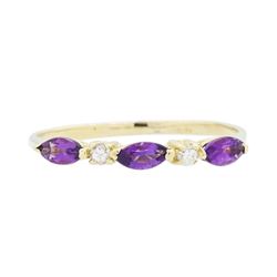 14KT Yellow Gold Lady's 0.20ctw Amethyst and Diamond Ring