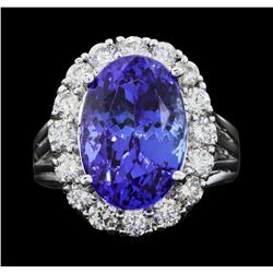 14KT White Gold 7.97ct GIA Certified Tanzanite and Diamond Ring