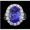 Image 1 : 14KT White Gold 7.97ct GIA Certified Tanzanite and Diamond Ring
