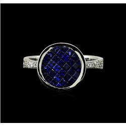 14KT White Gold 1.42ctw Blue Sapphire and Diamond Ring