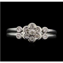 18KT White Gold 0.30ctw Diamond Floral Motif Ring
