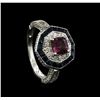 Image 4 : 18KT White Gold 2.38ct Purple Sapphire and Diamond Ring