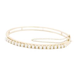 14KT Yellow Gold Pearl Bangle Bracelet
