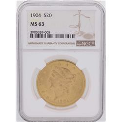 1904 $20 Liberty Head Double Eagle Gold Coin NGC MS63