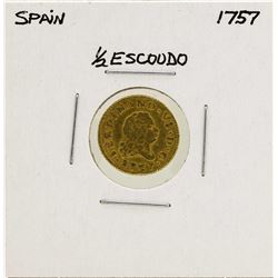 1757 Ferdinand VI Spanish 1/2 Escudos Gold Coin