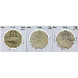 Lot of (3) Egypt Pound Silver Coins
