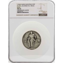 Large 1960 Swiss Shooting Fest Bern 50mm Silvered Nedak NGC MS65