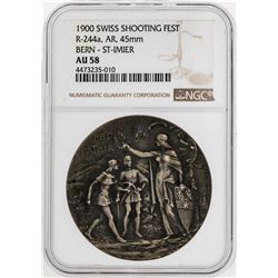 1900 Swiss Shooting Fest Bern 45mm Medal NGC AU58