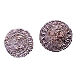 Lot of (2) 1540-1590 KB Hungary Ferdinand I - Madonna & Child Silver Denar Coins