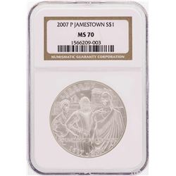 2007-P $1 Jamestown Commemorative Silver Dollar Coin NGC MS70