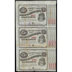 Uncut Sheet of (3) State of Louisiana Baby Bond Obsolete Notes